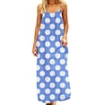 thumbnail image 3 of DHFJKG Womens Backless Maxi Dresses Casual Polka Dot Spaghetti Straps Loose Fit Scoop Neck Beach Sundress Soft Dresses, 3 of 6
