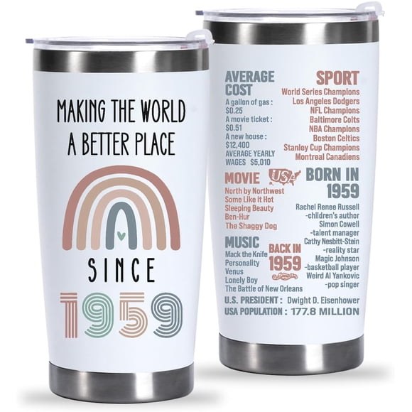 65th Birthday Gifts For Women Men Since 1959, Turning 65 Birthday Gifts For Her, Him, 65 Birthday Gifts For Friends, Mom, Dad, Wife, Aunt, Grandma, Sister, 65th Birthday Tumbler
