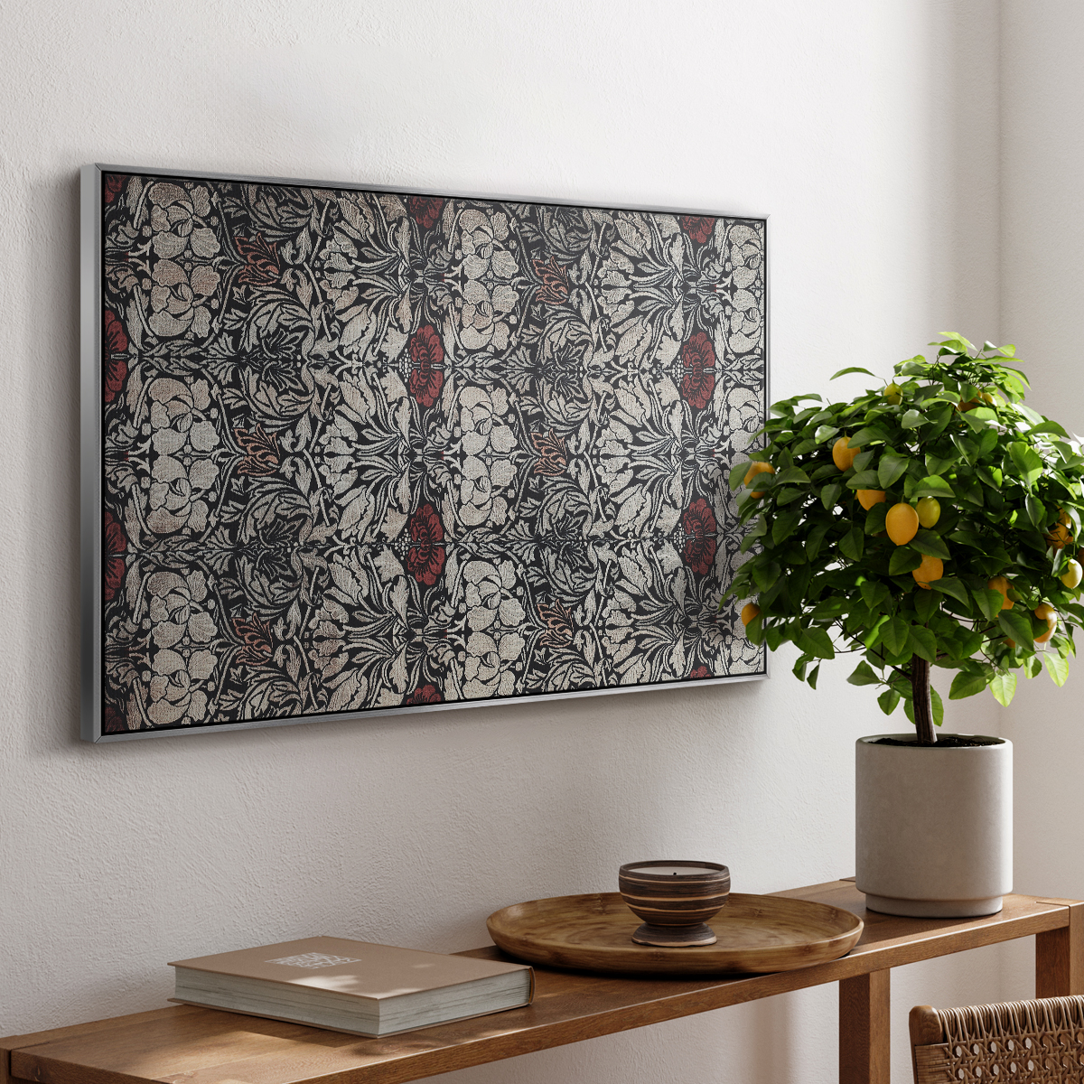 Vintage Abstract Print-XXII Framed in Silver Wood Gallery Wrapped Canvas 27 in. x 41 in.