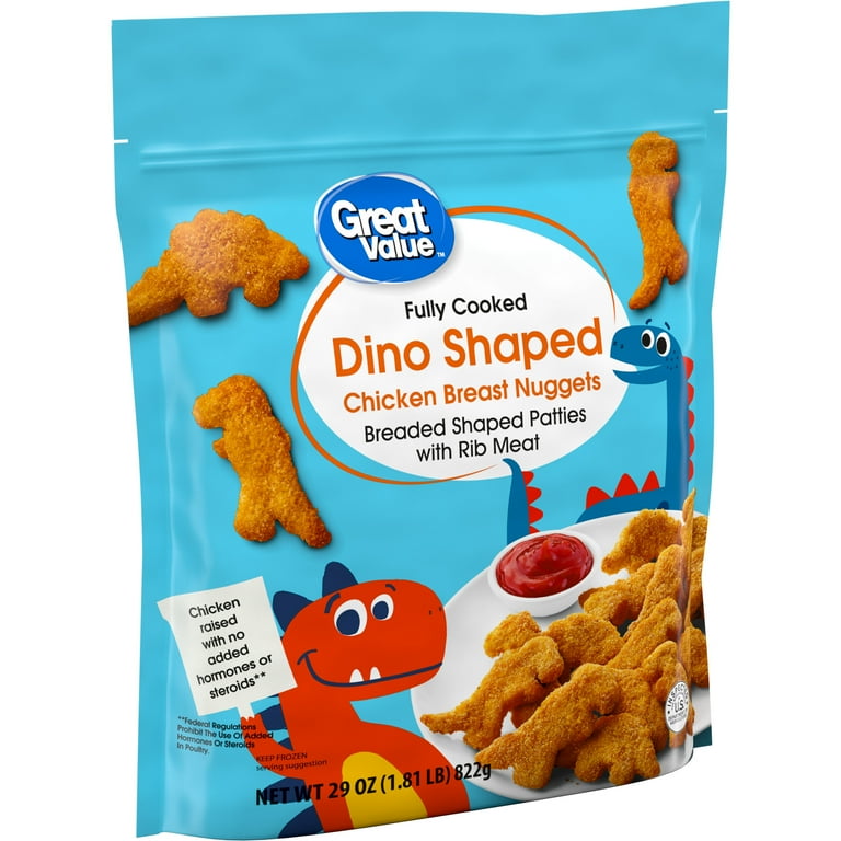 Great Value Fully Cooked Dino Chicken Nuggets 29 oz with 14g