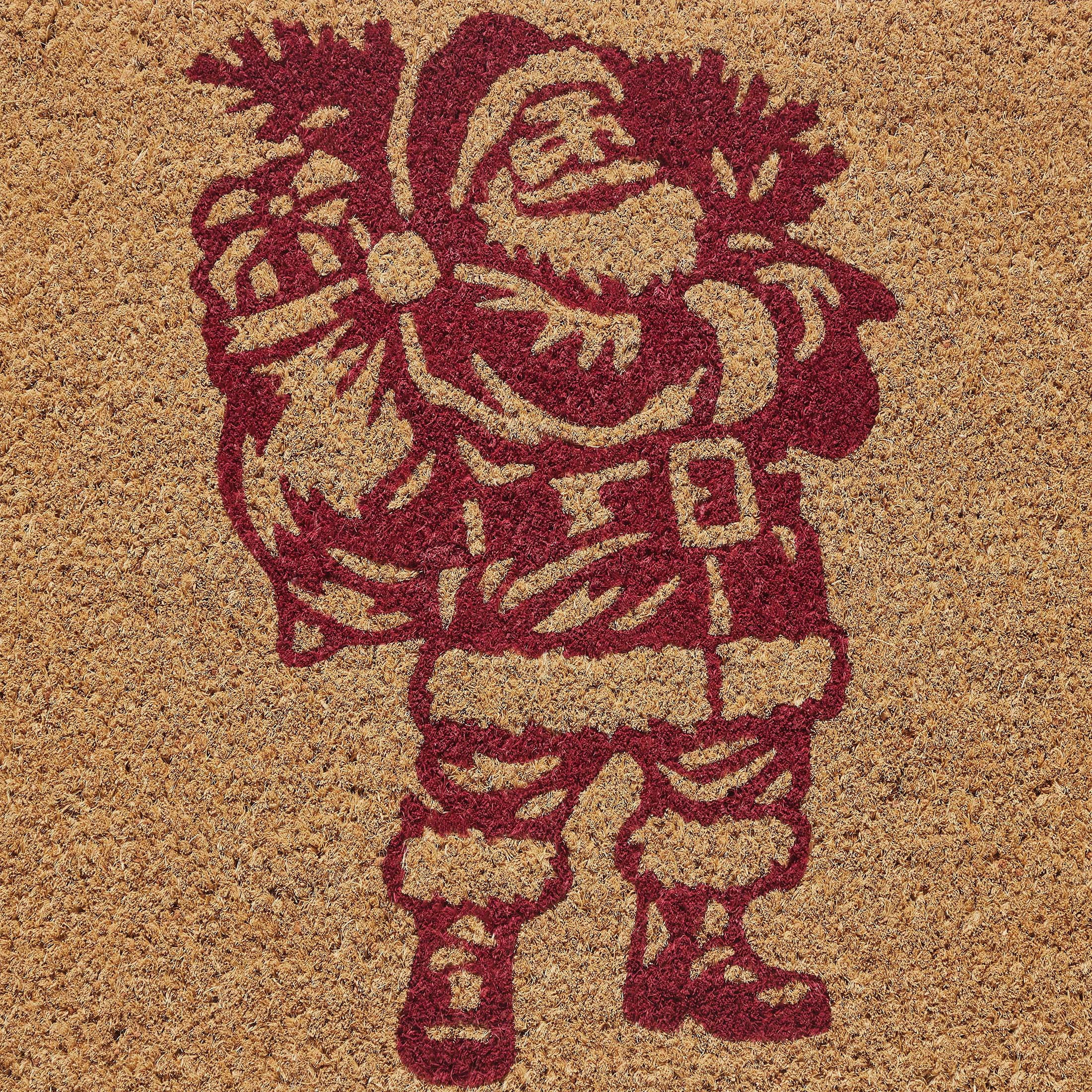 My Texas House Natural/Red Santa Outdoor Coir Doormat, 30" x 48"