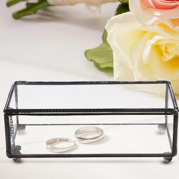 MLINS Worgeous Vintage Glass Lidded Box Decorative Jewelry Keepsake Display Organizer 1 Set Jewelry Display Holder
