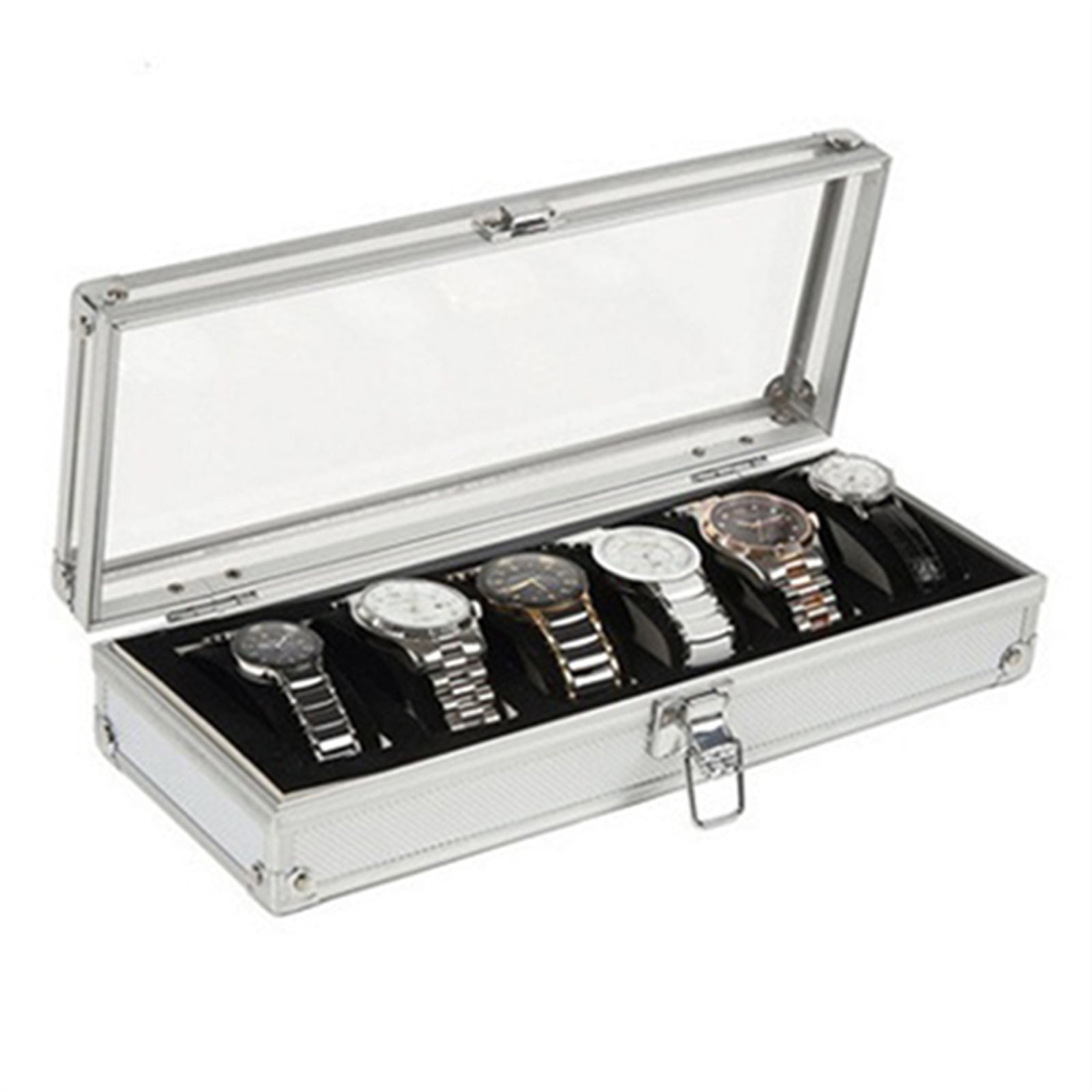 6/12 Grid Slots Wrist Watch Box Metal Case Display Storage Holder Organizer Watch Case Jewelry Dispay Watch Box
