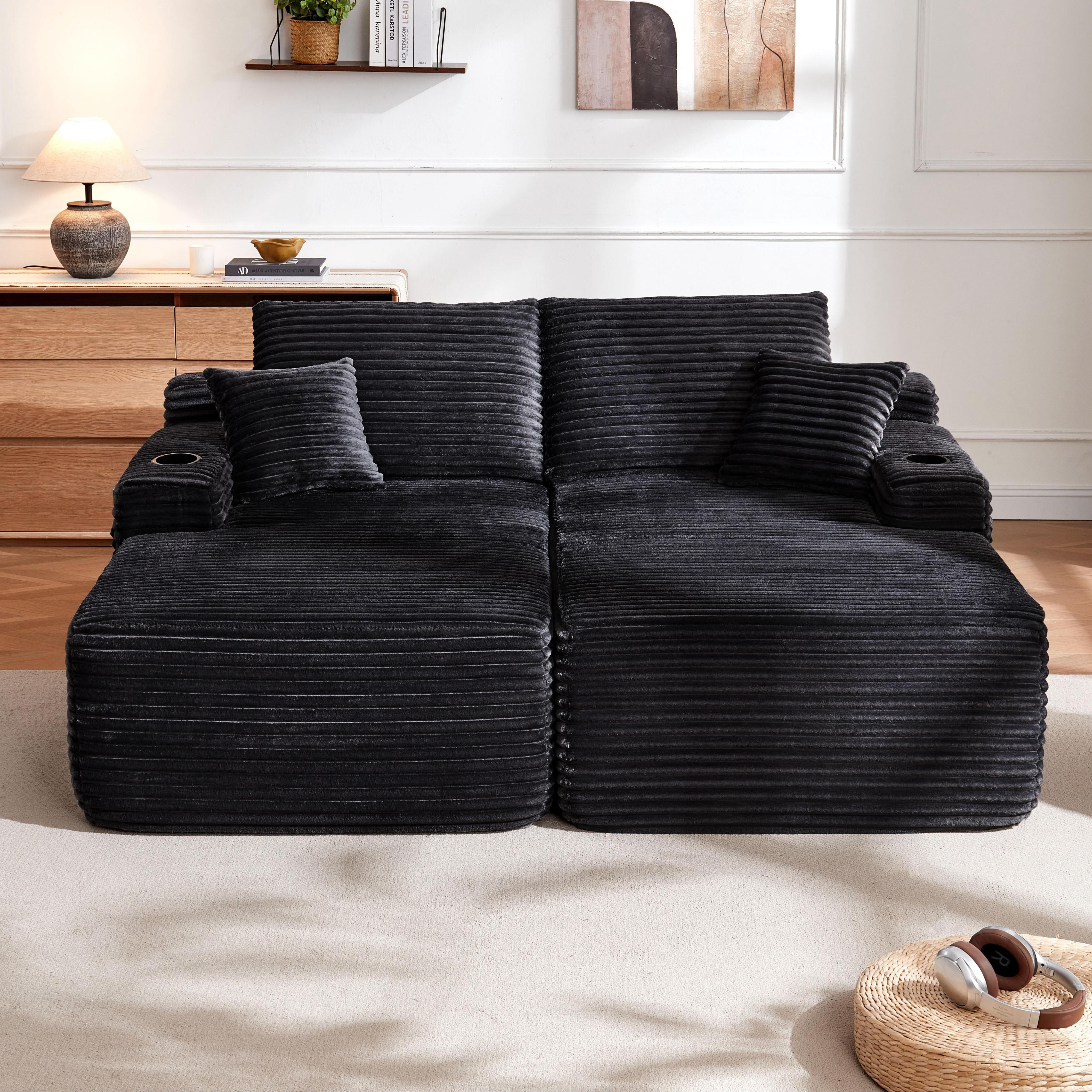avobird 69" Cloud Loveseat, L-Shaped Modular Sofa with Deep-Seat Design, Comfortable 2 Seater Couch for Modern Living Room, Plush Fabric, Black