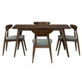 thumbnail image 3 of Christopher Knight Home 5-Piece Mid Century Dining Table with Cushioned Chairs, Wood Frame, Walnut+Light Gray, 3 of 13