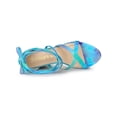 thumbnail image 4 of BLISSFUL STEP Women's Tie Dye High Heel Sandal Platform Block Heel Prom Sandals Cyan 6, 4 of 7