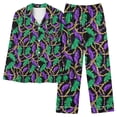 thumbnail image 3 of BiZtdJrK Sales Of The Day Womens Pajamas Sets Casual Button Lapel Long Sleeve Tops Matching Wide Leg Pants Lounge 2 Piece Set 2025 Mardi Gras Sleepwear Outfits Multicolor L, 3 of 6