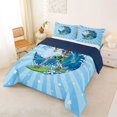 thumbnail image 2 of Castle Fairy Cartoon Skeleton Surfer Full Size Comforter Sets 3-Piece,Beer Wave Starburst Beach Graphic Bedding Comforter Set,Sky Blue,Navy Blue Reversible,1 Comforter and 2 Pillowcases, 2 of 6