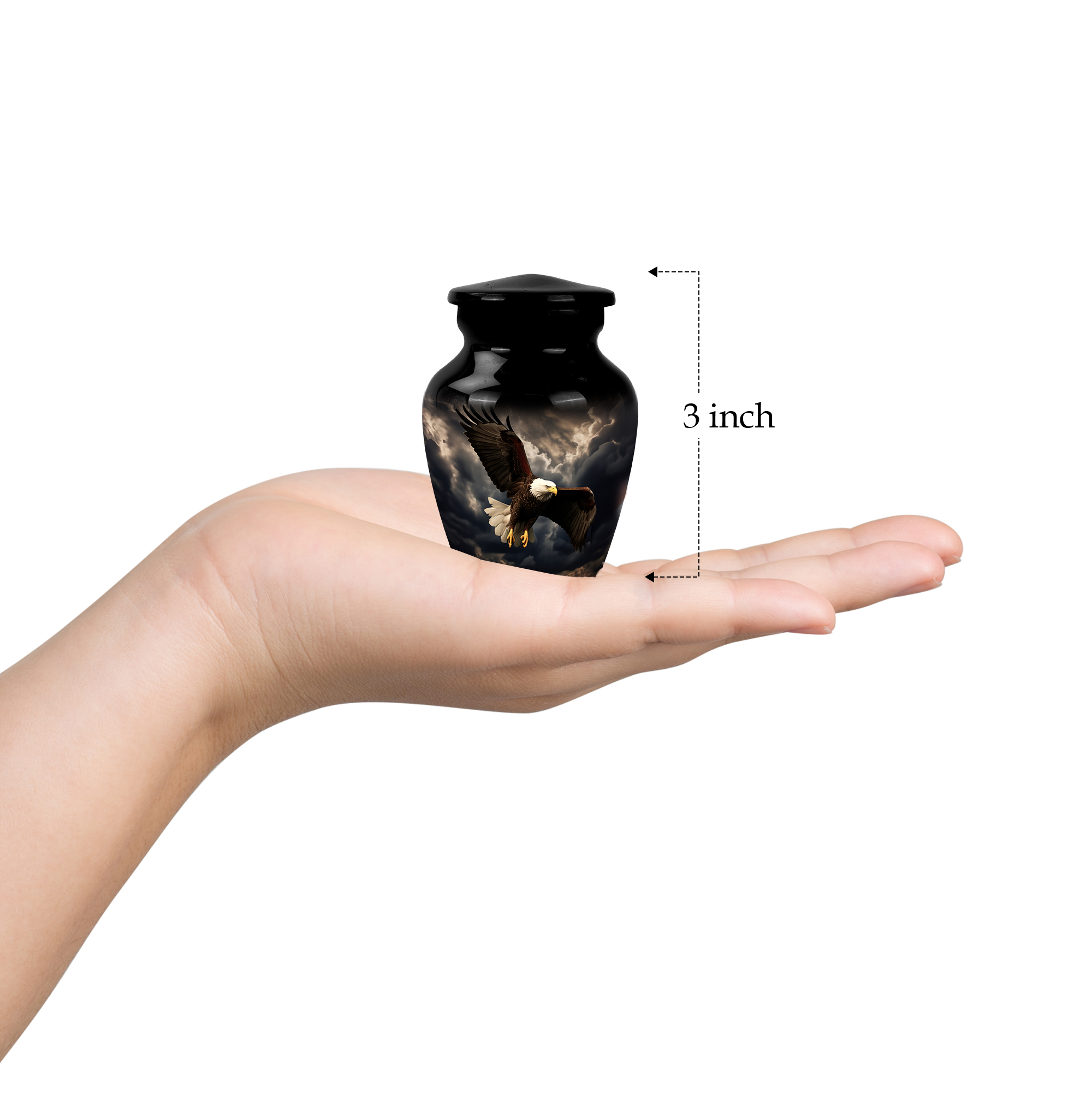 Unique Eagle With Rain Clouds Design Urn Urns For Human Ashes - Little Cremation Keepsakes - Tiny Cremation Urn Human Ashes - Small Memorial Ashes Urn - Mini Urn For Ashes 3Inch Set Of 4
