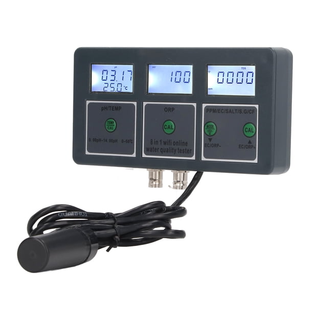 Medidor De Prueba De Temperatura 5 En 1 De Del Agua Multiparámetro PH EC CF TDS, Retroiluminación, Probador De Monitor Continuo Recargable Montable En La Pared Para