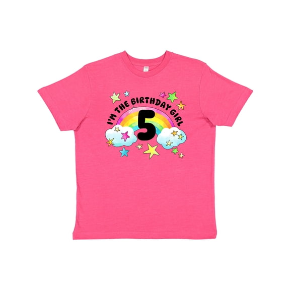 Inktastic I'm the Birthday Girl Fifth Birthday Rainbow and Stars Youth T-Shirt