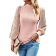thumbnail image 5 of SLADYGLO Women Mock Neck Sequins Balloon Sleeve Ribbed Knit Tunic Sweater, 5 of 7