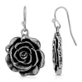 thumbnail image 2 of 1928 Jewelry Women's Silver Rose Drop Earrings, 2 of 4