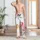 thumbnail image 2 of Fotbe Colorful Flowers Pantalones de Pijama para Hombre, Pantalones de Dormir, Pantalones de Casa con Cintura Ajustable y Bolsillos-Small, 2 of 6