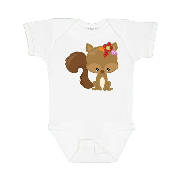 Inktastic Spring Animals, Cute Squirrel, Colorful Flowers Boys or Girls Baby Bodysuit