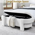 thumbnail image 5 of End of Bed Ottoman Bench, 51.5" Linen Fabric Upholstered Storage Bench with Safety Hinges and Bottom Vent, Flip Top Foot Rest  Entryway Bench for Living Room Bedroom, No Assembly, White, 5 of 8