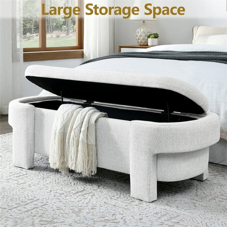 End of Bed Upholstery Seat Ottoman Bench, Linen Fabric