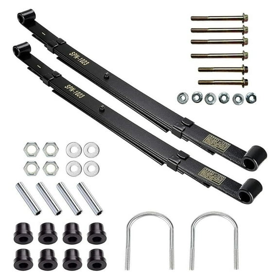 Golf Cart Rear Leaf Springs - Heavy Duty for Club Car Precedent 2004-Up & Tempo 2017 - 4 Leaf Kit with Bushings & Hardware