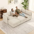 thumbnail image 6 of Chalantevo 125" Oversized Chenille Modular Sectional Couch with Hidden Storage, U-Shaped 6-Seater Sofa with Ottoman, Removable Covers, Easy Assembly, for Living Room, Apartment, Beige, 6 of 8