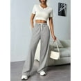 thumbnail image 5 of Women'S High Waist Loose Casual Drawstring Sweatpants Wide Leg Track Pants Fitness Pants with Pockets Grey XL, 5 of 7