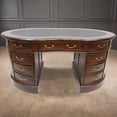 thumbnail image 2 of Crafters and Weavers Legacy Mahogany Wood Leather Top Kidney Desk - Brown Walnut, 2 of 7