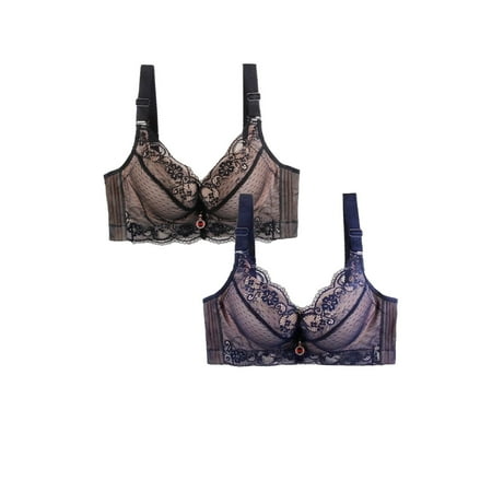 HCURIBAD Clearance! Bras for Women  Pack of 2 Sports Bra Women s Breathable Plus Sports Size Lace Bra Womens Bras Sexy Wireless Bras for Women  Push up Bra  Bra Pack 2Pcs Underwear Army Green 5XL