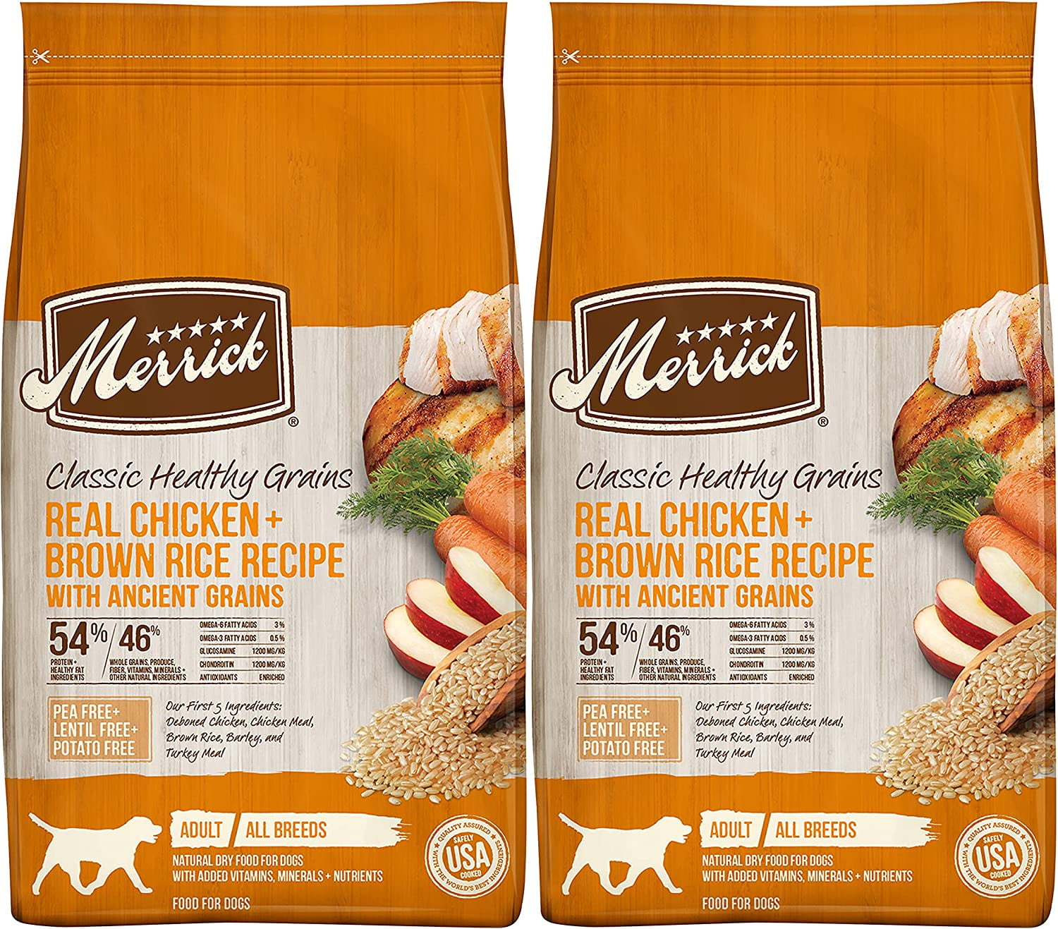 Merrick classic real green peas with ancient grains dry dog food top