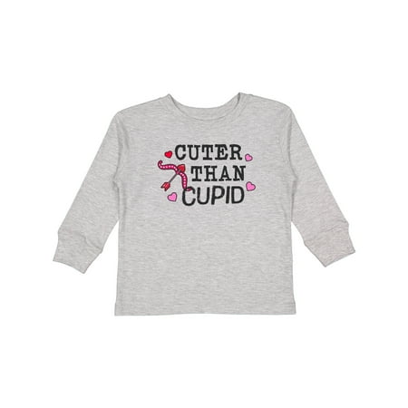 

Inktastic Cuter Than Cupid with Bow and Arrow and Hearts Gift Toddler Boy Girl Long Sleeve T-Shirt