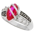 thumbnail image 3 of JackAni 10k White Gold Simulated Ruby July Birthstone 2026 Class Graduation Ring - Size 10.50, 3 of 5