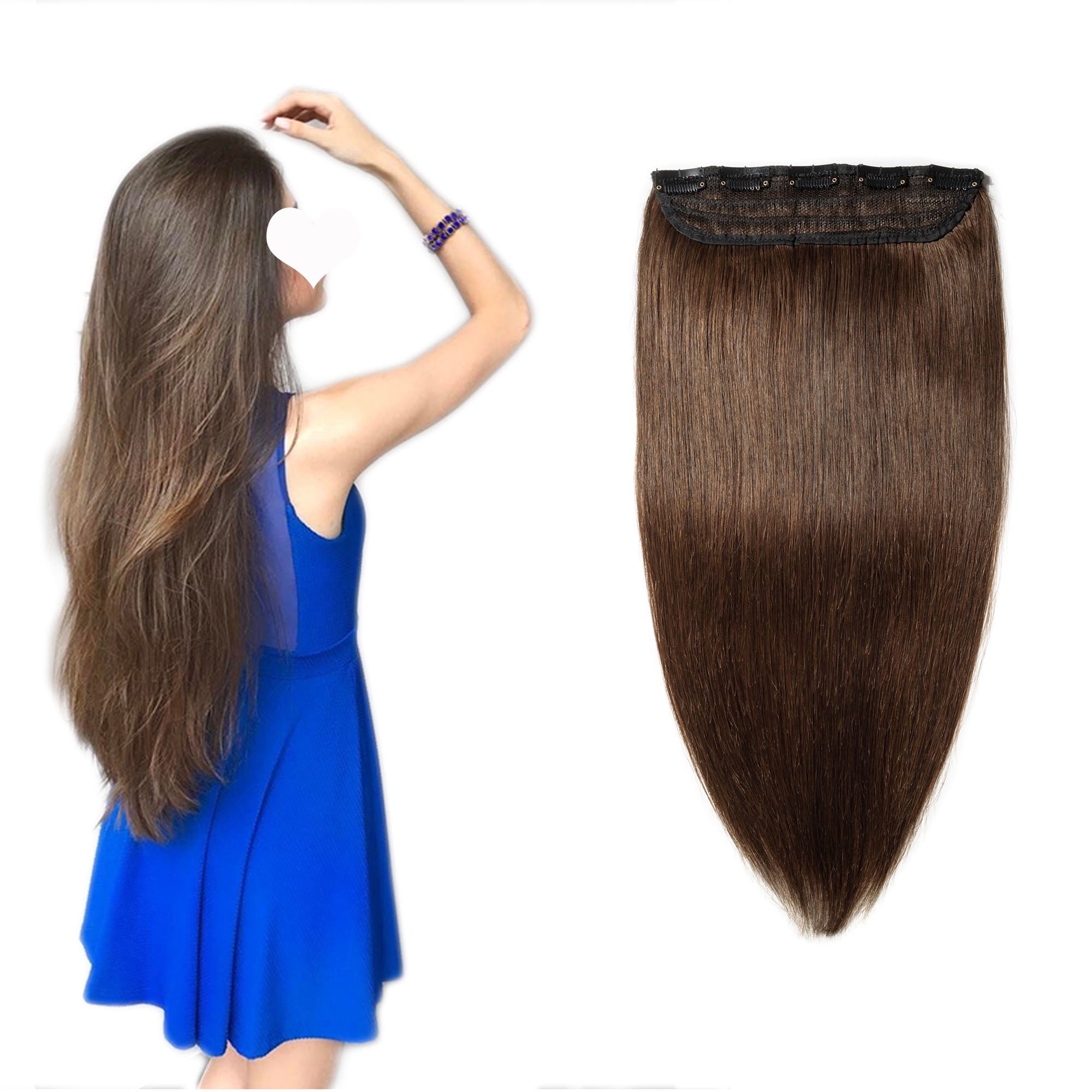 S-noilite 100% Remy Double Weft Clip in Hair Extensions Human Hair 16 ...