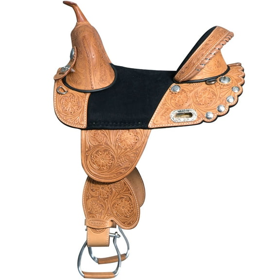 HILASON Treeless Western Trail Barrel American Leather Horse Saddle Tan | for Horses