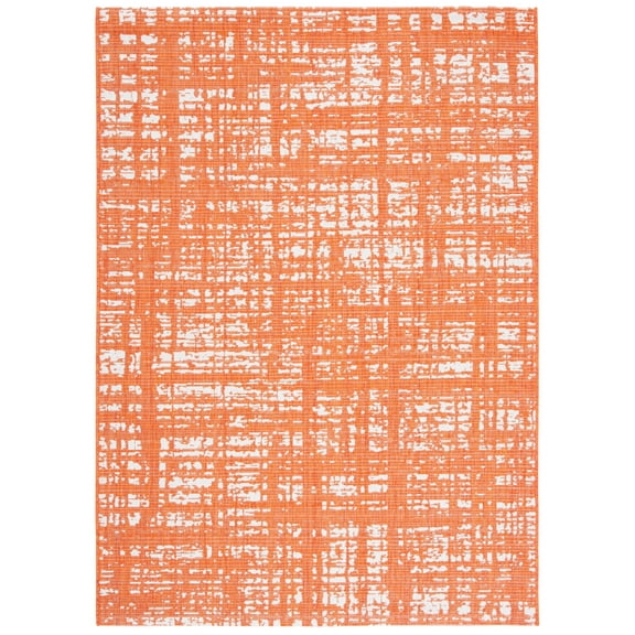 SAFAVIEH Courtyard Charlie Abstract Indoor/Outdoor Area Rug, Orange/Ivory, 2' x 3'7"