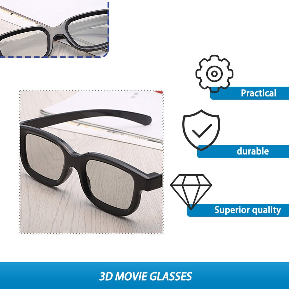 Black Rendeyuan Universal Unisex ABS Frame 3D Movie Glasses Stereo Not Flash For 3D TV Cinemas 