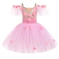 thumbnail image 2 of IBTOM CASTLE Kids Girls Ballet Dance Dress Velvet Spaghetti Straps Camisole Gymnastics Leotard Ballerina Dress up 5-6 Years Pink Flower, 2 of 8