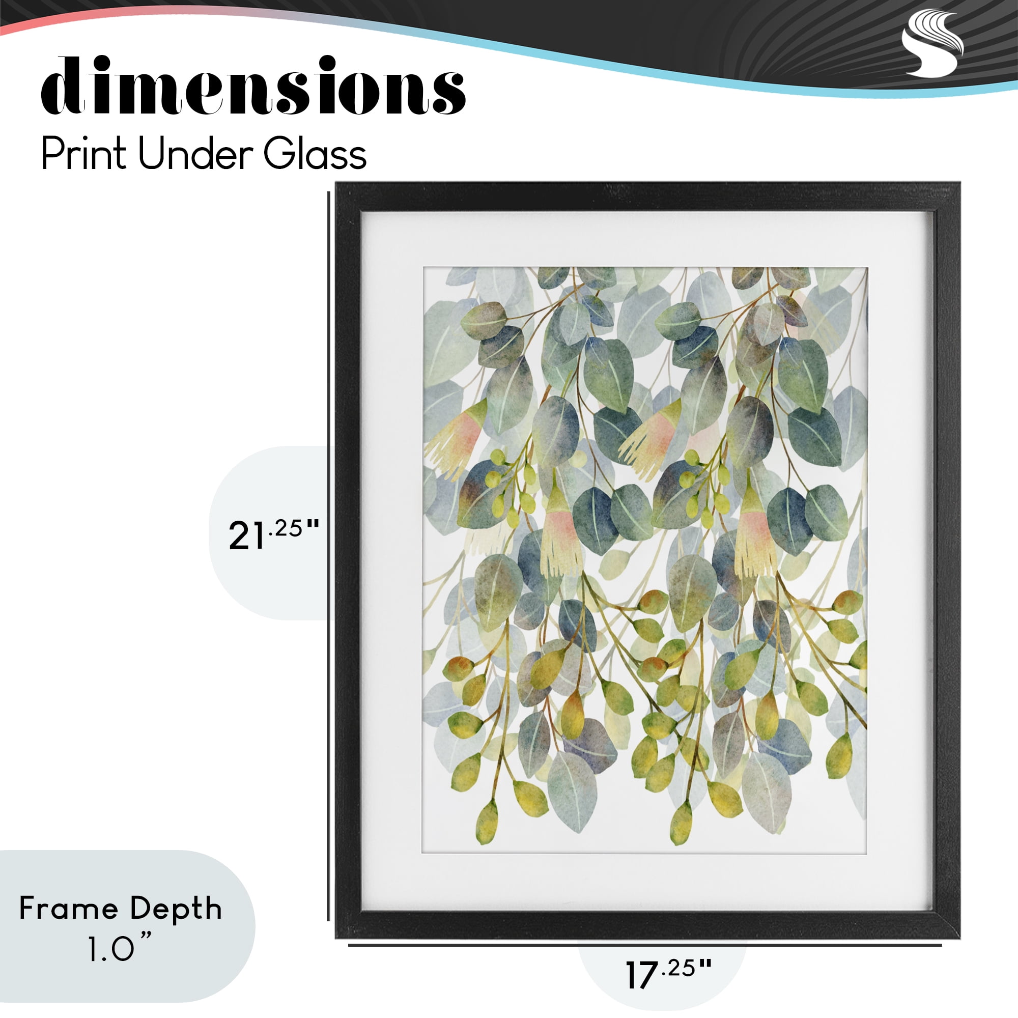 Stupell Industries Suspended Ivy Leaves Black Framed Print Under Glass, design by Marcus Prime