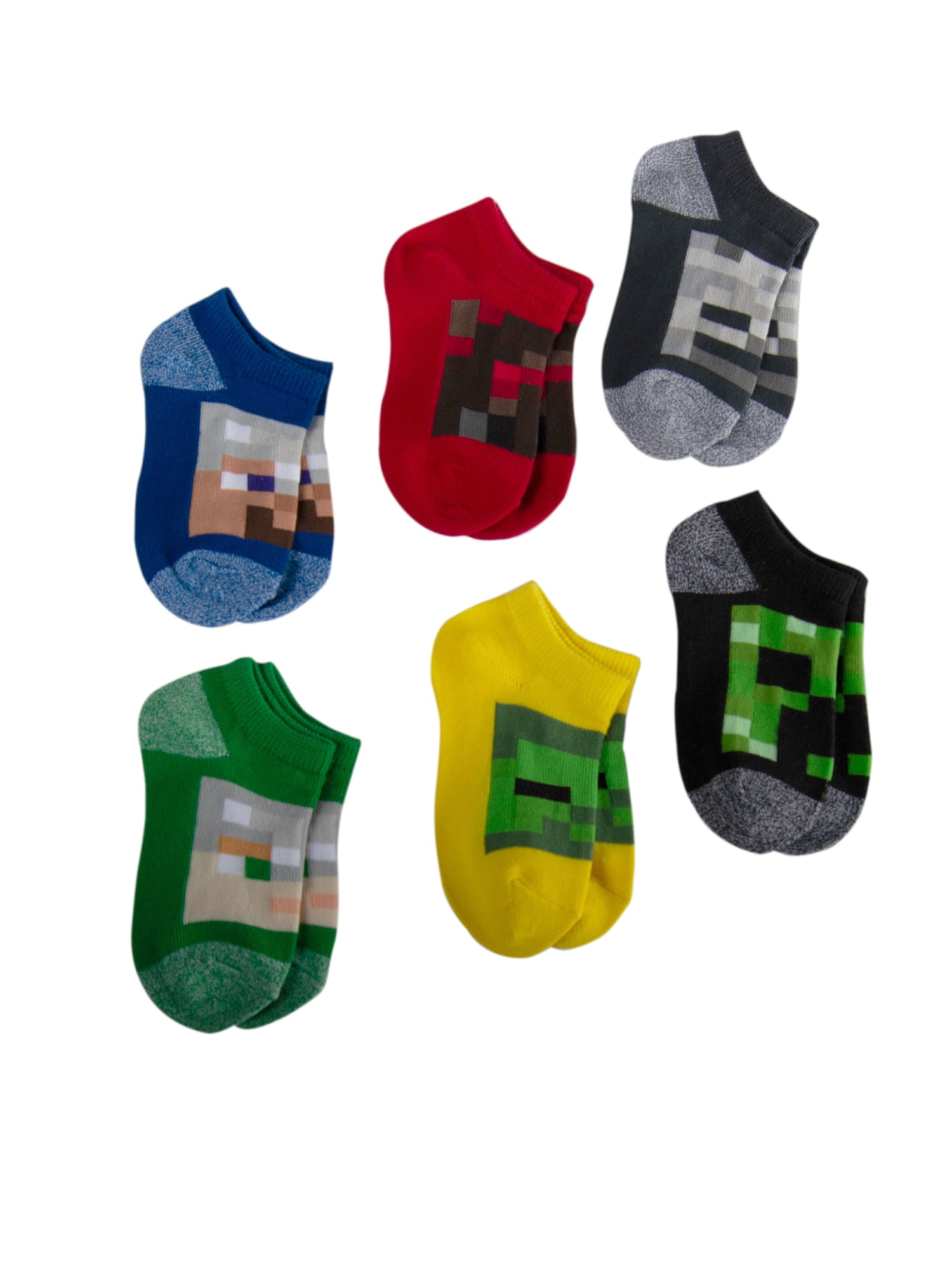 Minecraft Boys Socks, 6 Pack No Show (Little Boys & Big Boys)