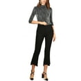 thumbnail image 2 of INSPIRE CHIC Women's Party Glitter 3/4 Sleeve Shiny Striped Metallic Blouse M Silver Black, 2 of 6
