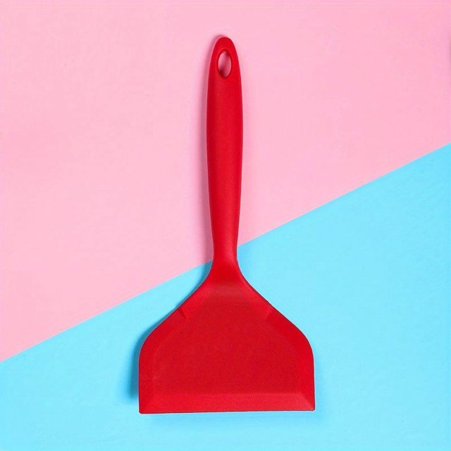 1pc Food Grade Silicone Wide Mouth Frying Spatula, Egg And Beef Pizza Non-stick Spatula, Cake Baking Spatula Kitchen Cooking Tools
