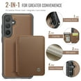 thumbnail image 6 of 2 In 1 Wallet Case for Samsung Galaxy S24 Plus, Detachable Magnetic Back Cover Cards Holder Premium PU Leather Stand RFID Blocking Bumper Shockproof Case Cover for Samsung Galaxy S24+, Brown, 6 of 10