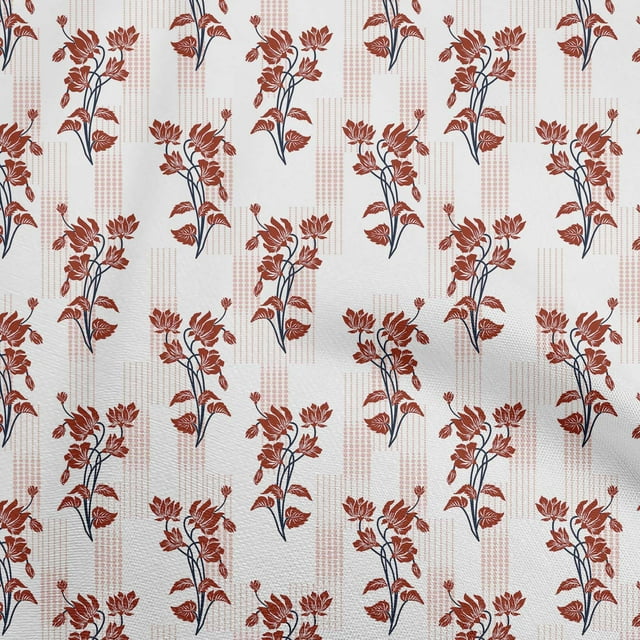 oneOone Cotton Flex Brown Fabric Asian Block Craft Projects Decor Fabric Printed By The Yard 40 Inch Wide