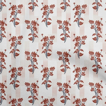 oneOone Viscose Jersey Brown Fabric Asian Block Sewing Material Print Fabric By The Yard 60 Inch Wide