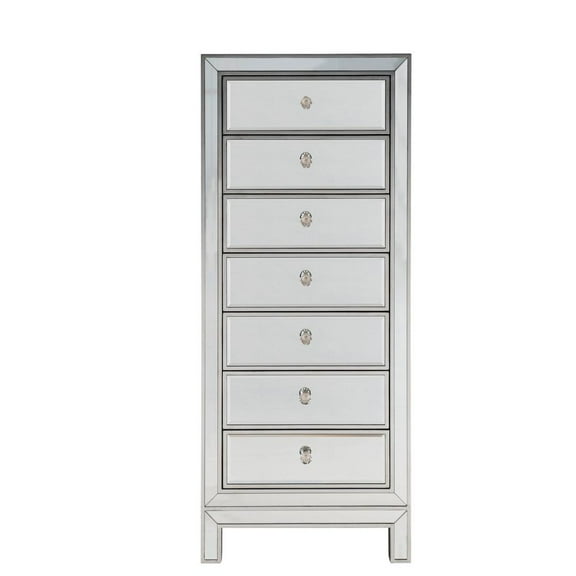 Elegant Decor Reflexion 7 Drawer Petite Mirrored Lingerie Chest in Silver