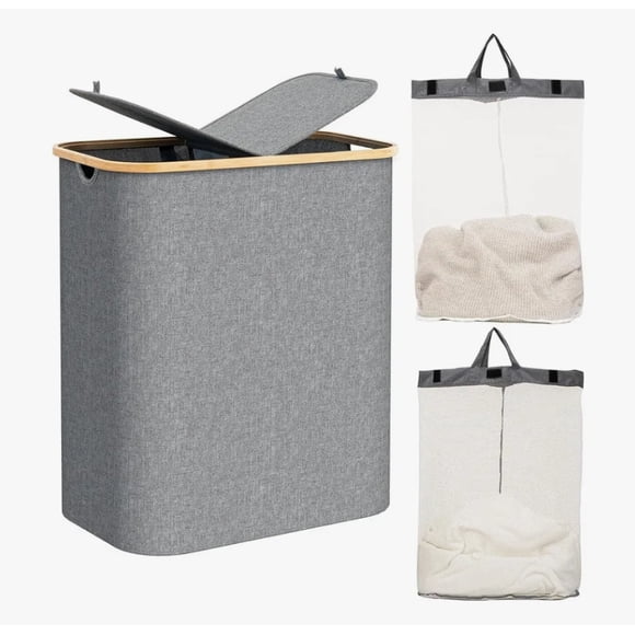Cesto De Ropa Sucia Con 2 Bolsas Plegable Canasta