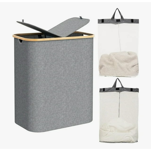 Cesto De Ropa Sucia Con 2 Bolsas Plegable Canasta