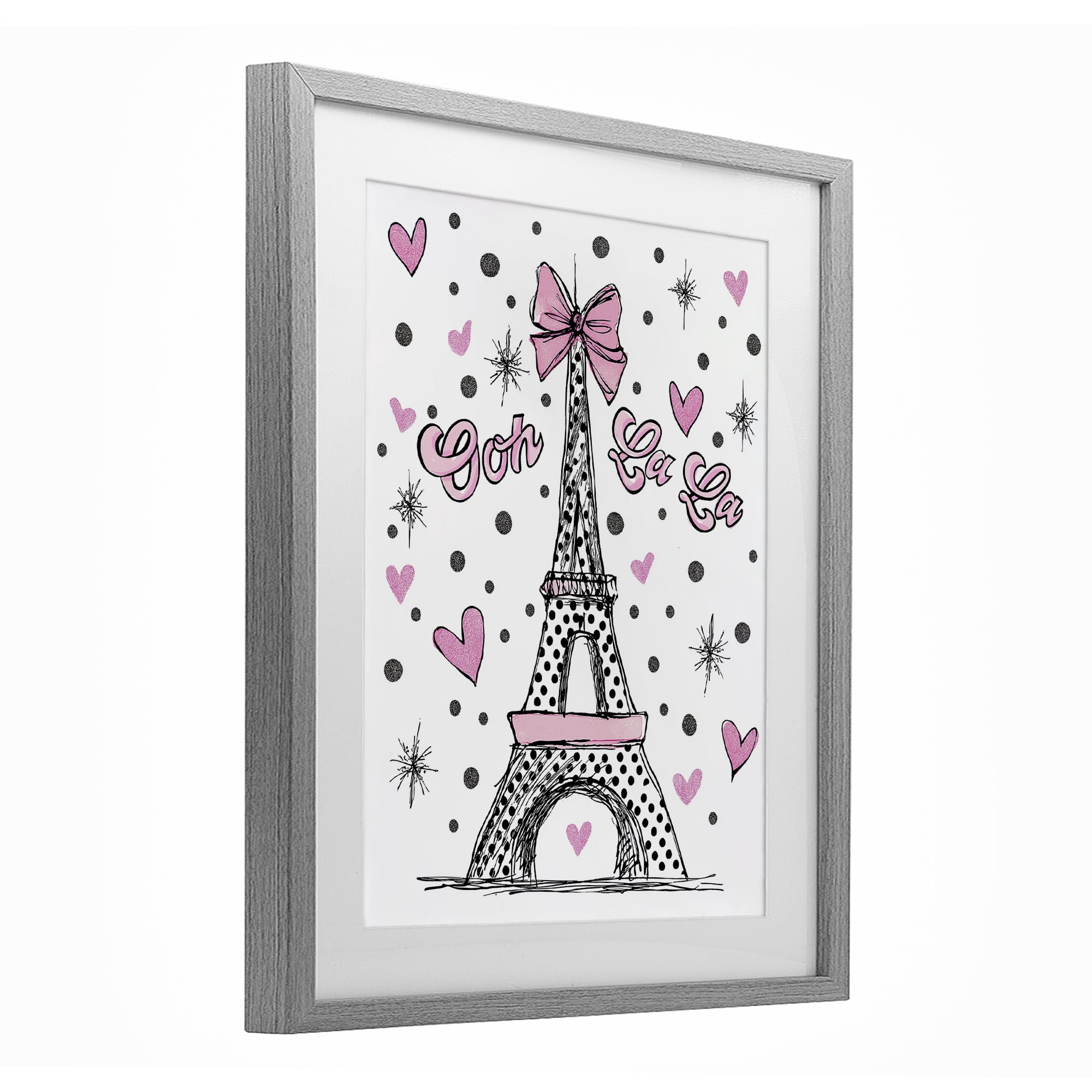 Stupell Industries Ooh La La Polka Dots Eiffel Gray Framed Print Under Glass, design by Jess Stempel