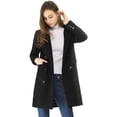 thumbnail image 3 of INSPIRE CHIC Women's Notched Lapel Collar Double Breasted Mid Length Overcoat, 3 of 6