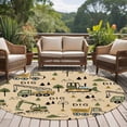 thumbnail image 4 of Round Area Rugs Collection 6 Ft, Cartoon Tractor Non-Slip Residential Carpet, Cute Digger Shovel Truck Car Khaki Indoor Crawling Mats Runner Rugs for Living Room/Dining Room/Bedroom, 4 of 8