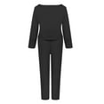 thumbnail image 6 of UAMVSH 2 Piece Outfits for Women Cotton Linen Cropped Long Sleeve Tops and Tapered Pants with Pockets Casual Plain Beach Vacation Sets(Small,Black), 6 of 6