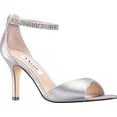 thumbnail image 2 of NINA Womens Silver Crystal Like Beaded Detail Flexible Outsole Ankle Strap Cushioned Volanda Almond Toe Stiletto Zip-Up Dress Sandals Shoes 8.5 M, 2 of 6