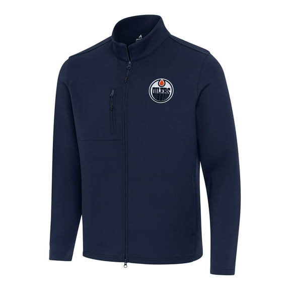 Men's Antigua Navy Edmonton Oilers Objection Double-Peached Full-Zip Jacket